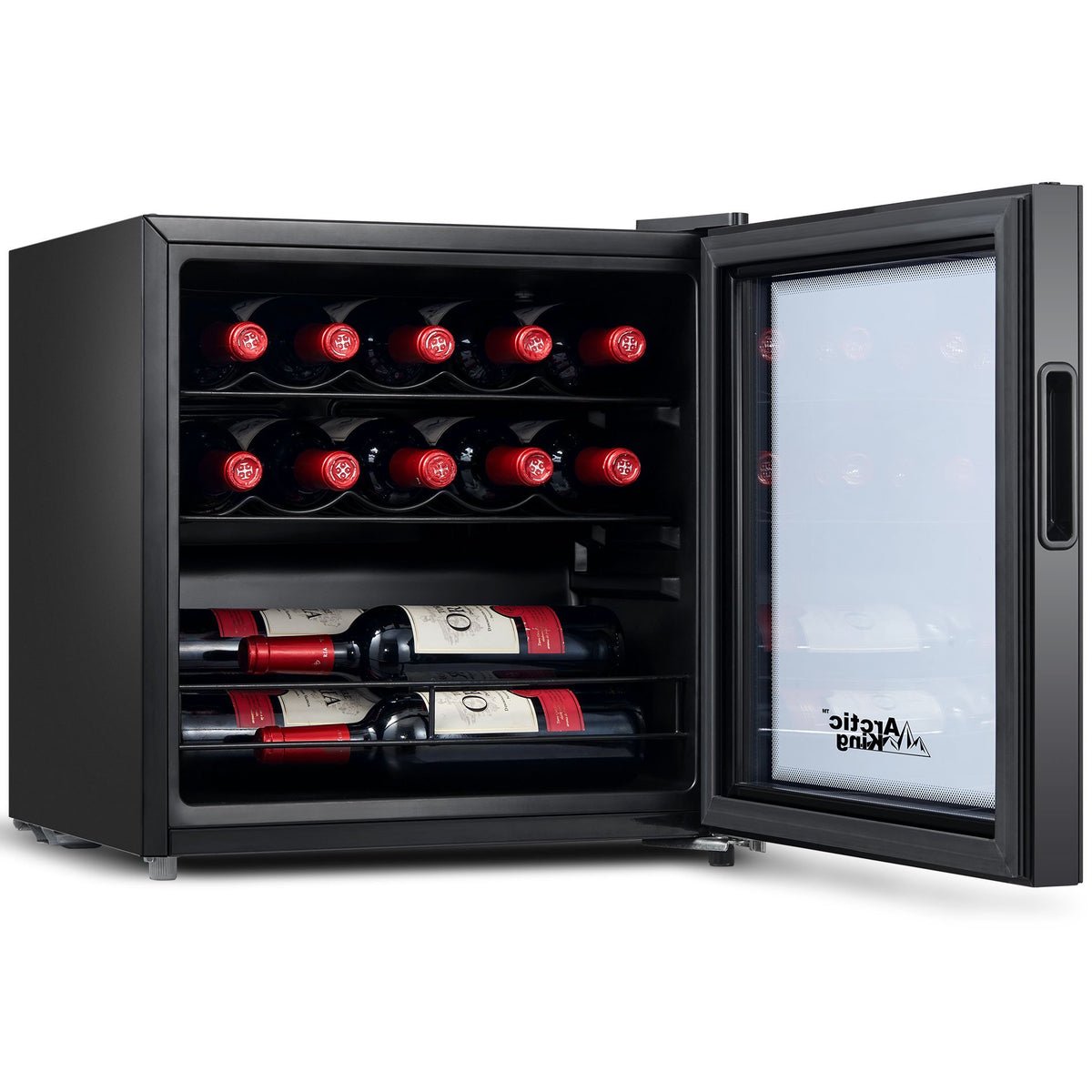 Midea ARW14B0ABB Arctic King 14-Bottle Wine Cooler, Full Glass Door ...