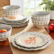 The Pioneer Woman PWD196881814728 Gingham Grey 12-Piece Dinnerware Set