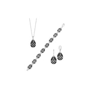 Unbranded SSE10098SS Sterling Silver Black Onyx Earring, Pendant, and Bracelet Set