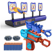Absoke Electronic Shooting with 2 Foam Blaster Toy, Scoring Auto Reset Digital for Nerf Blaster Toys with 24 Refill Darts & 2 Dart Bands, Ideal Gift Toy for Kids-Boys & Girls