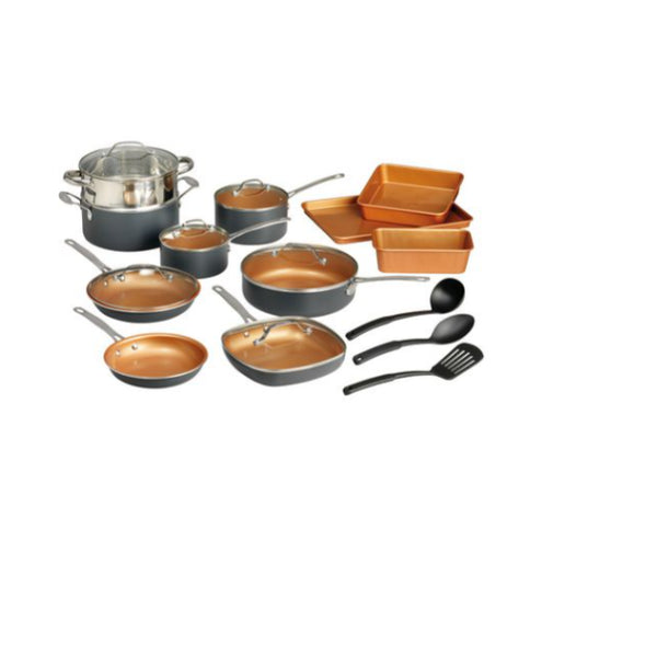 Carote Nonstick Granite Cookware Set, 9pcs Brown Granite Pots and Pans Set