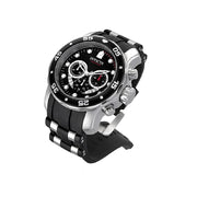 Invicta 37230 Pro Diver Men 48mm Stainless Steel Black dial Chronograph Quartz Watch, Black/Silver