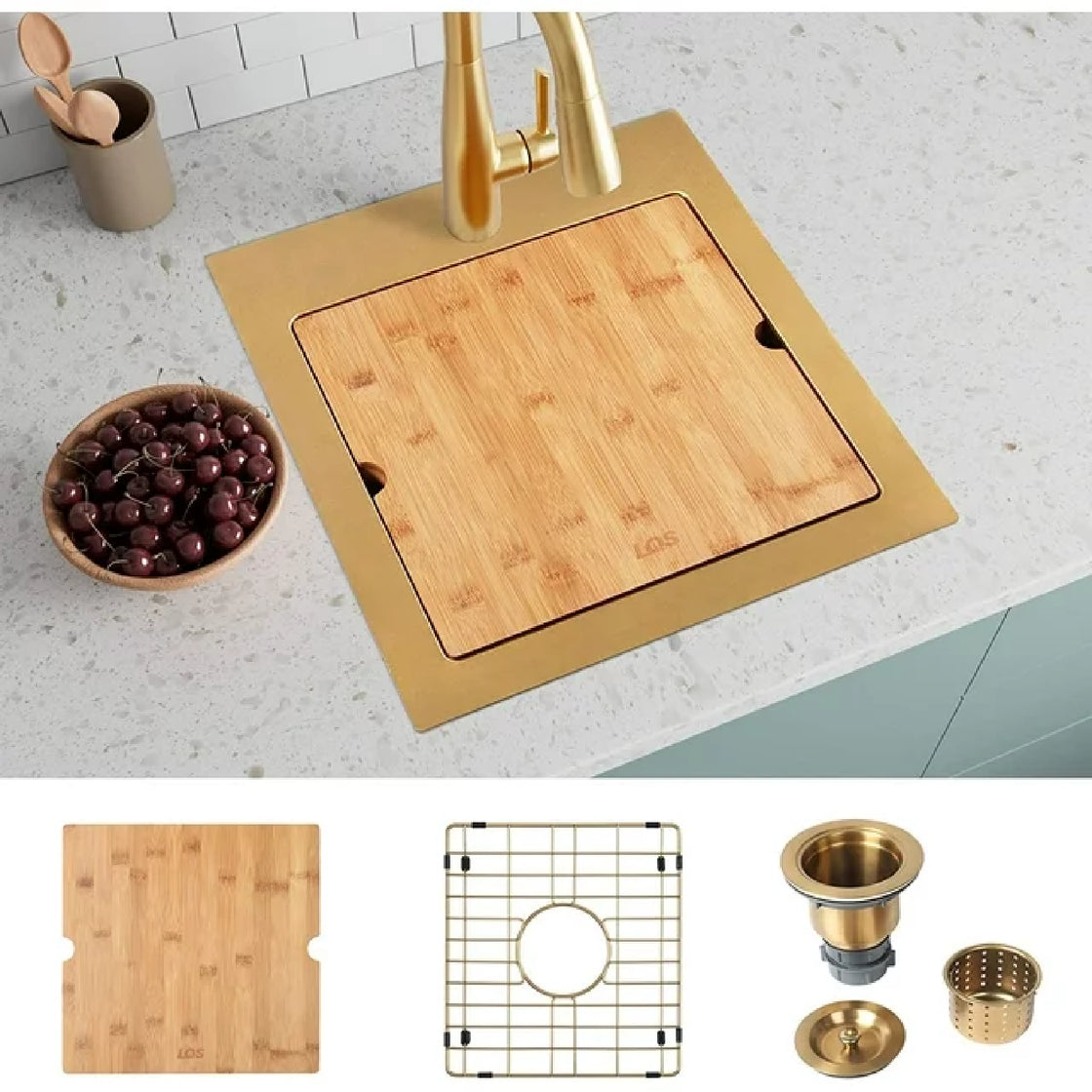 LQS 1618goldtop Drop in Stainless Steel Small Kitchen Sink, Gold ...