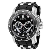 Invicta 37230 Pro Diver Men 48mm Stainless Steel Black dial Chronograph Quartz Watch, Black/Silver
