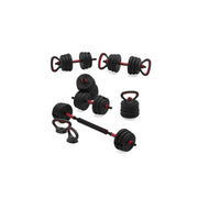 FitRx 8397WM 4-in-1 Portable Interchangeable Dumbbell, Barbell and Kettlebell Set, Black