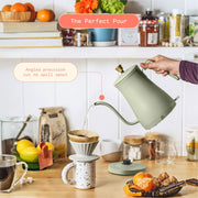 Beautiful 19281 1.0L Electric Gooseneck Kettle Sage Green by Drew Barrymore